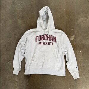 Champion Reverse Weave Fordham University Hoodie Grey Size Large College Vintage